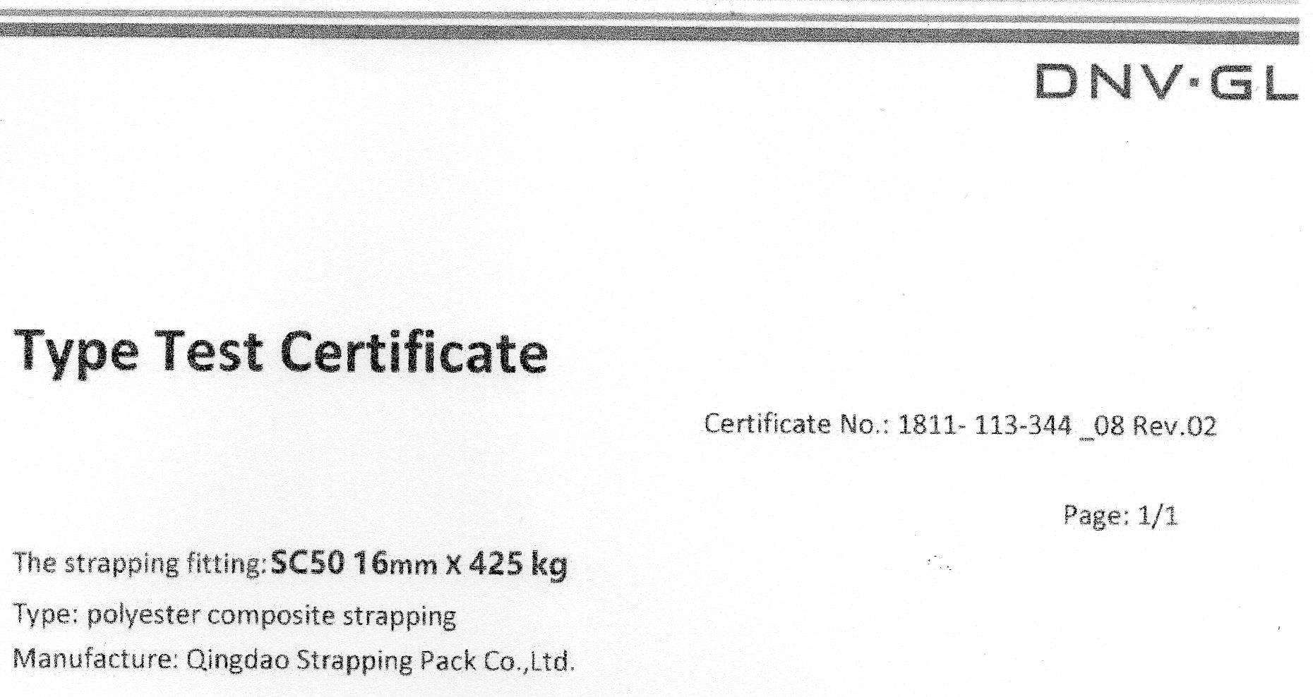 SC50 16mm x 425 kg DNV GL certificate